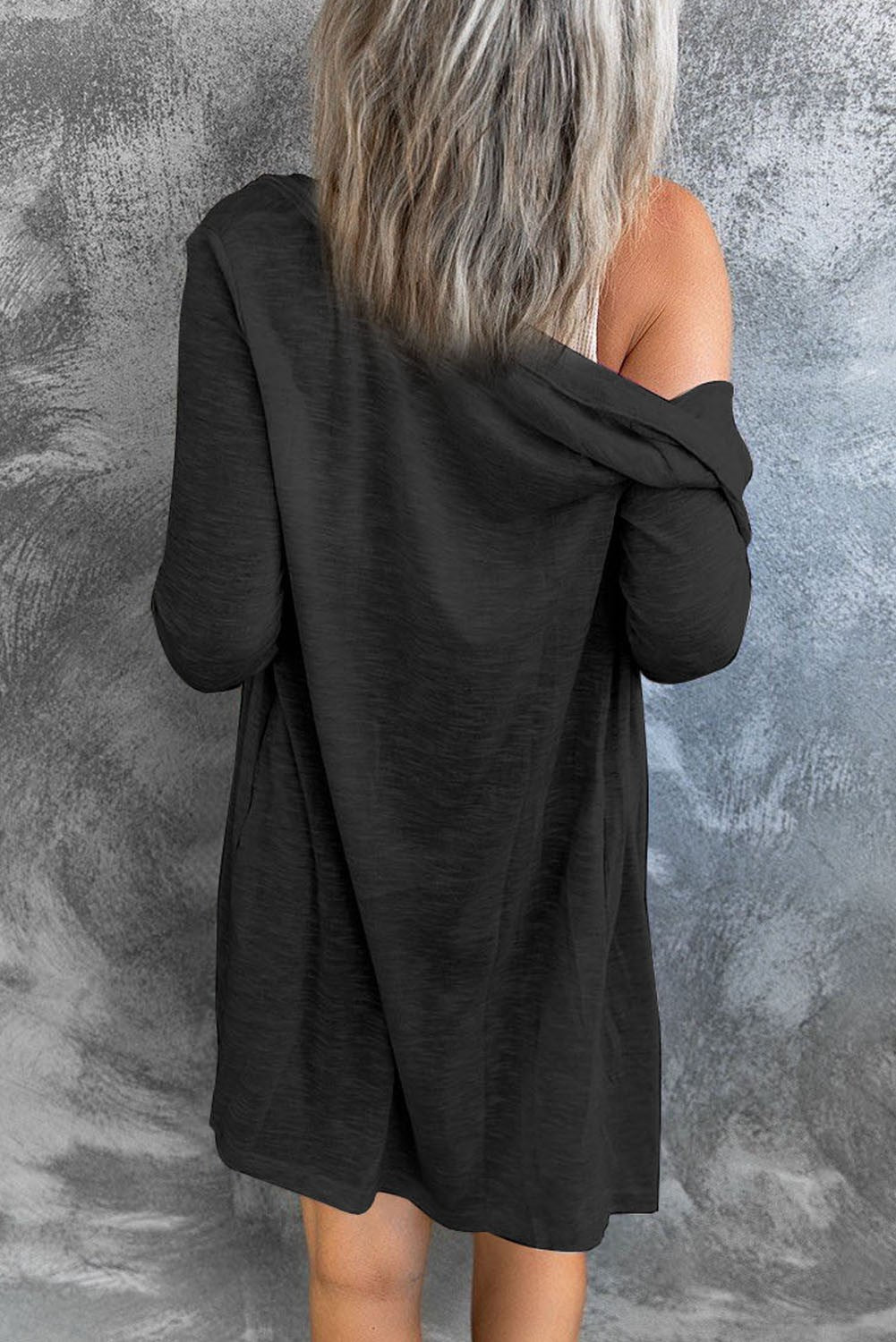 Open-Front Buttons Cardigan