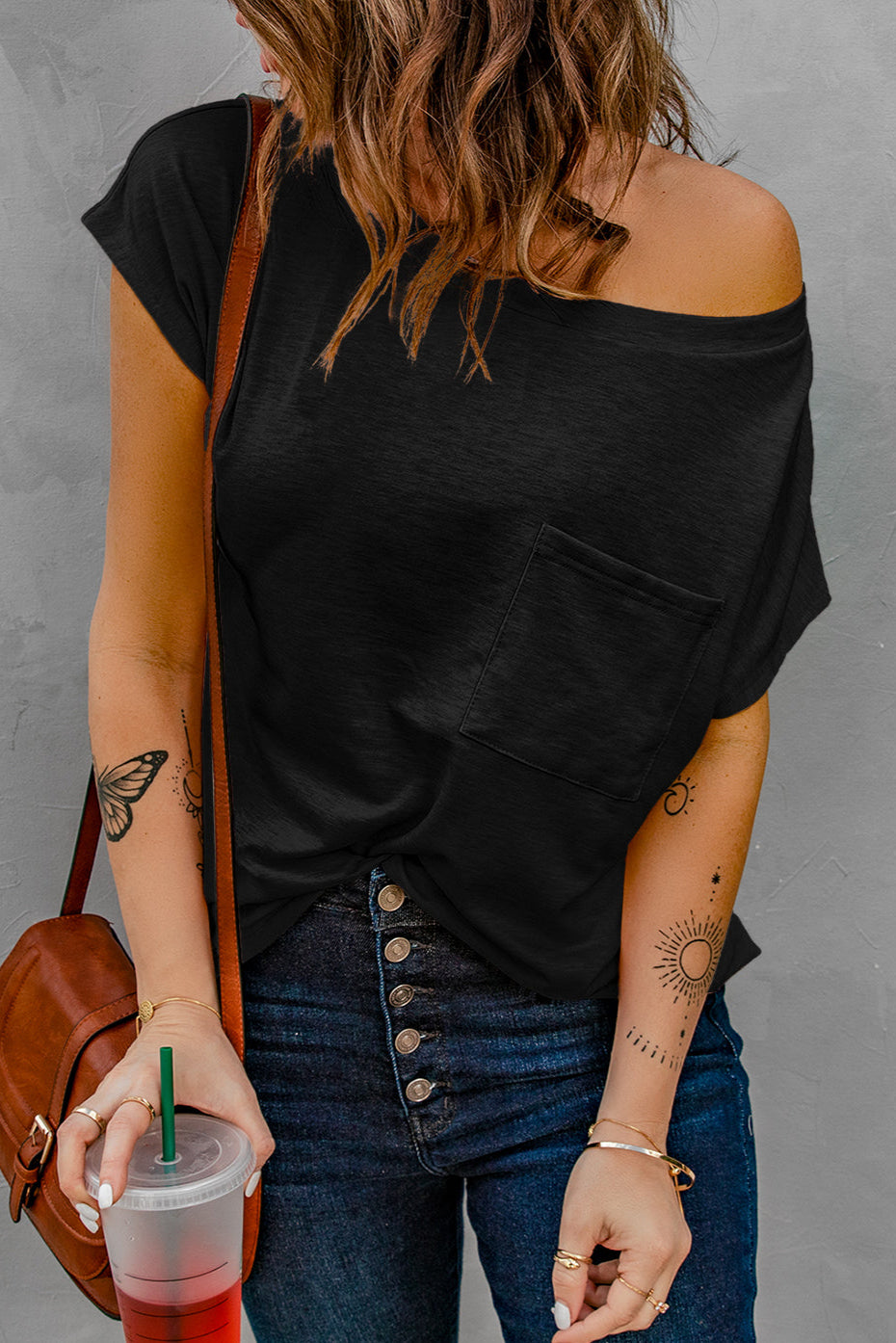 Pocketed Tee with Side Slits