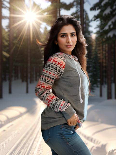 Festive Reindeer Pullover Hooded Sweater