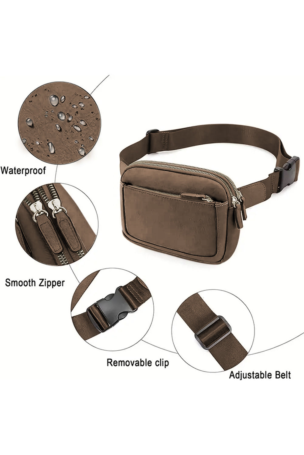 Desert Palm Minimalist Multi-zipped Leather Crossbody Bag
