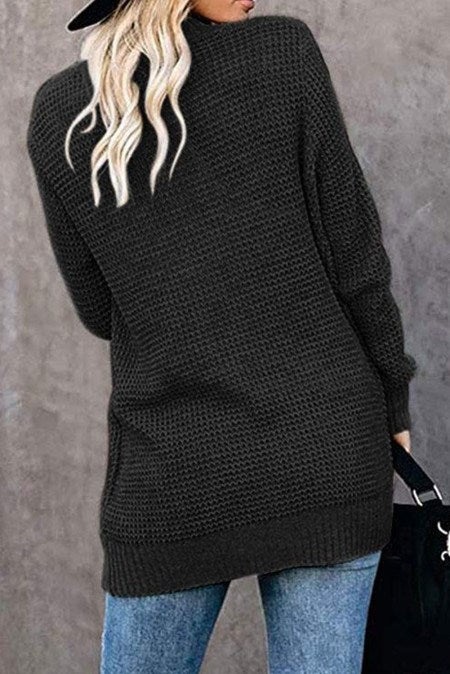 Pocket Knitted Solid Color Cardigan