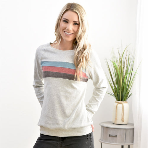 Contrast Stripes Pullover Sweatshirt